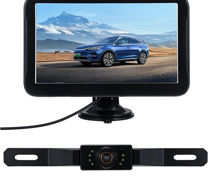 Docooler Waterproof Rear View Camera with 7-inch IPS Monitor, AHD Night Vision Backup Camera, 150° Wide-angle, Adjustable Guide Lines, Car LED Reverse Camera Kit